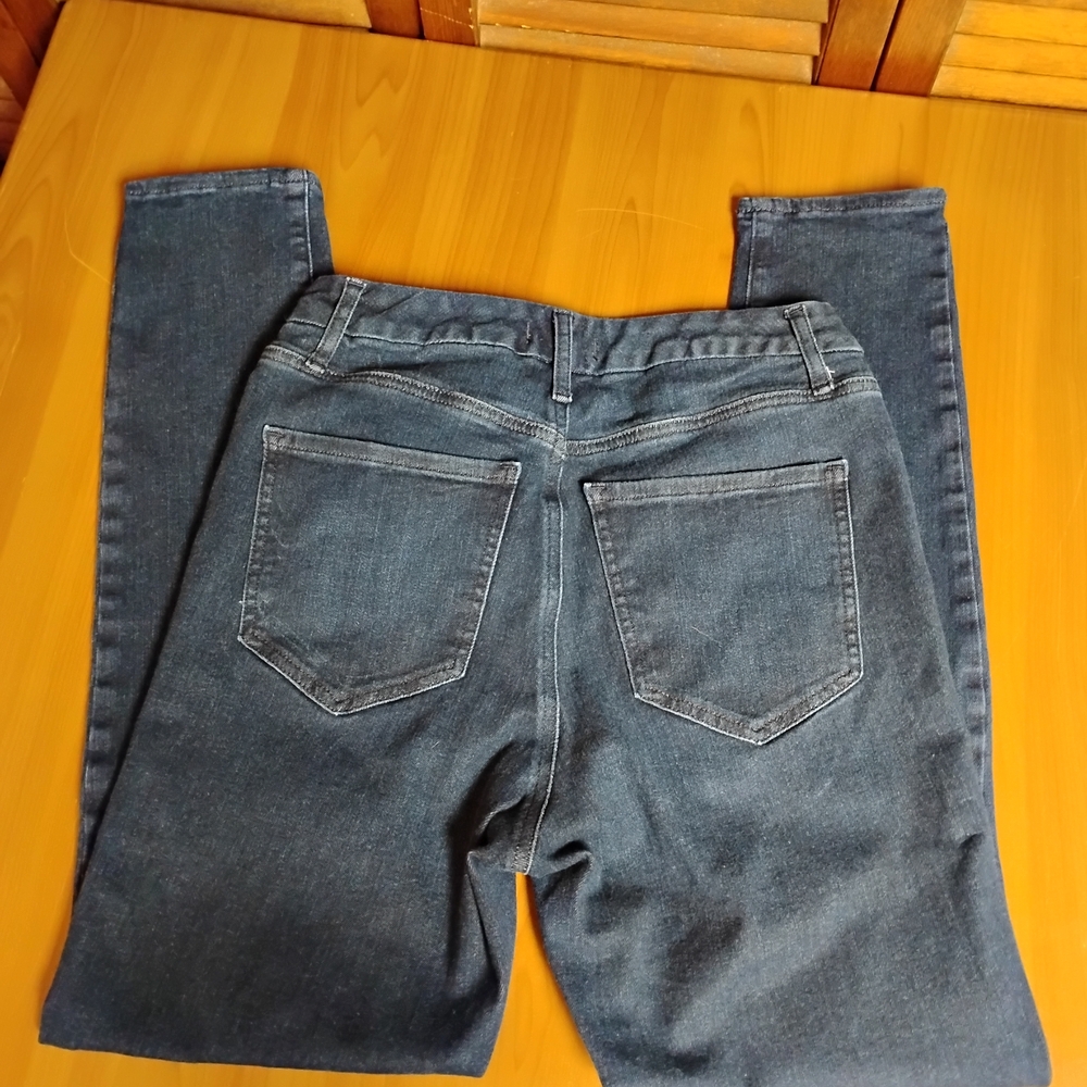 Women's Express Skinny High Rise Jeans - Dark Blue - Picture 3 of 7